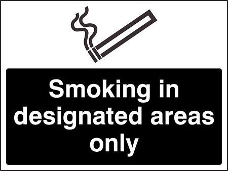 Smoking in designated areas only (white/black)