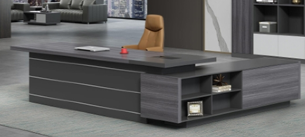 Large Modern Grey Oak Executive Office Desk with Built in Storage - 2400mm, 2800mm & 3200mm - LX-D04 North Yorkshire