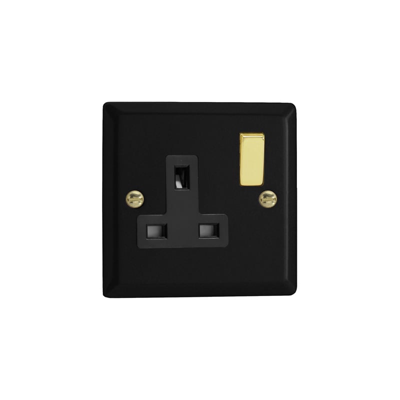 Varilight Vogue 1G 13A DP Switched Socket Matt Black