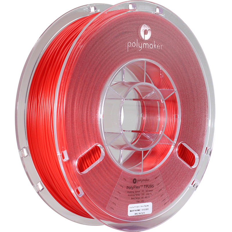 Polymaker PolyFlex TPU-95A 1.75mm True Red filament 750gms