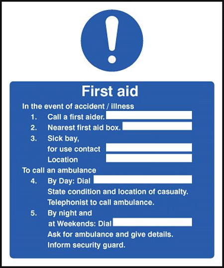 First aid in the event of accident / illness