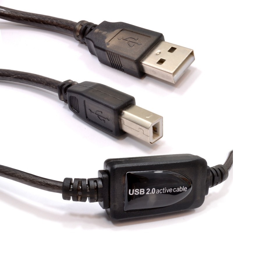 USB Lead A Plug B Plug Amplified USB Lead Black (L)15Mtr