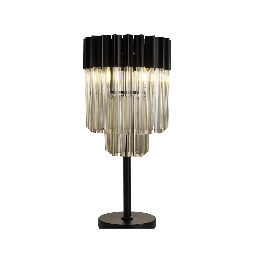 Luxuria Osiris 30xH65cm Table Lamp 3 Light E14 Matt Black / Cognac Sculpted Glass