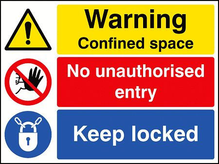 Warning confined space no entry keep locked