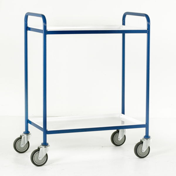 2 Tier Tray Trolleys with Removeable White Epoxy Trays - Tray Size - 1065 x 610mm (LxW)