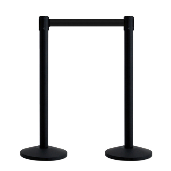 Pair of 2.3m QueueWay Retractable Barriers - Black Post