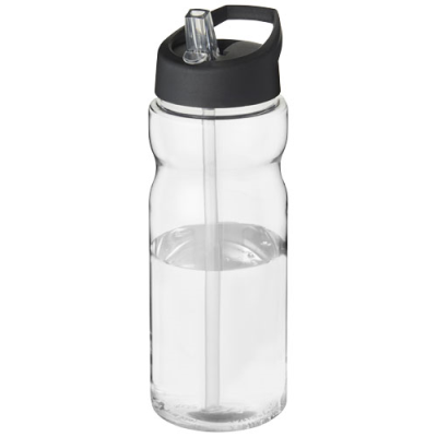 H2O ACTIVE® BASE 650 ML SPOUT LID SPORTS BOTTLE in Clear Transparent & Solid Black.