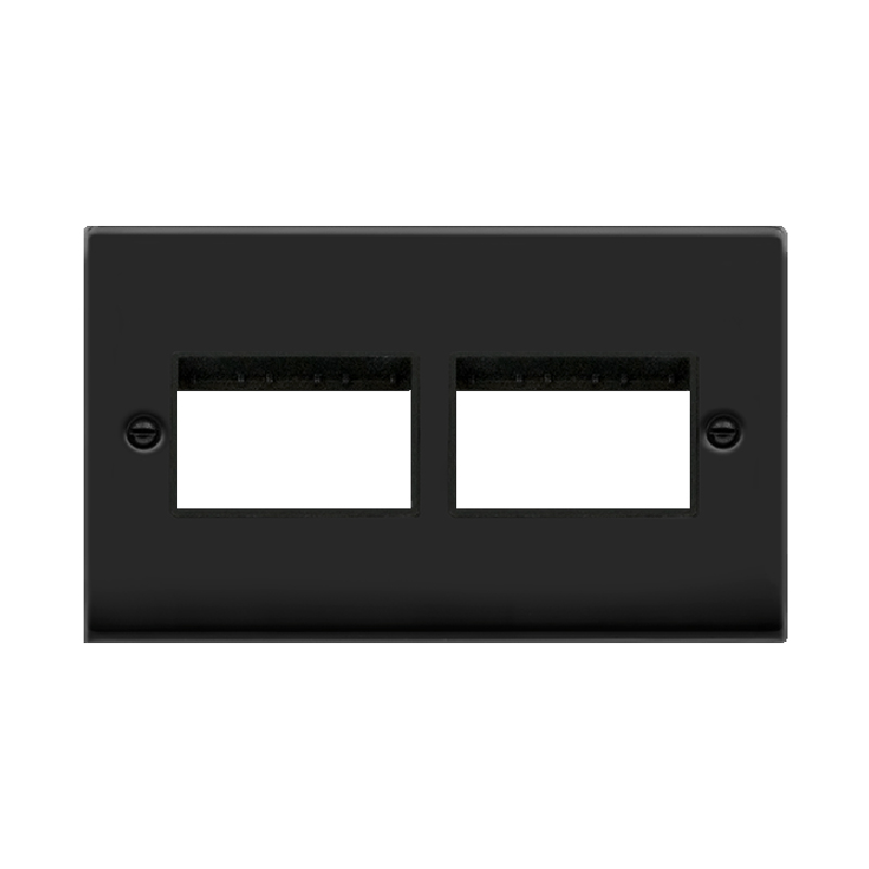 Click Deco 2 Gang Plate 2 x 3 Aperture Unfurnished Plate Matt Black Black Inserts