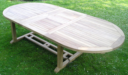 UK Providers of Oval Extending Double Leaf Teak Table 200-300 x 120cm