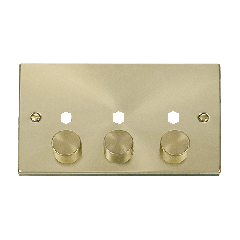 Click Deco 3 Gang Unfurnished Dimmer Plate and Knob (1200W Max) Satin Brass