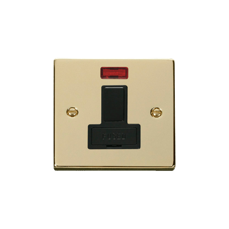 Click Deco 13A DP Switched Fused Connection Unit With Neon Polished Brass Insert Black