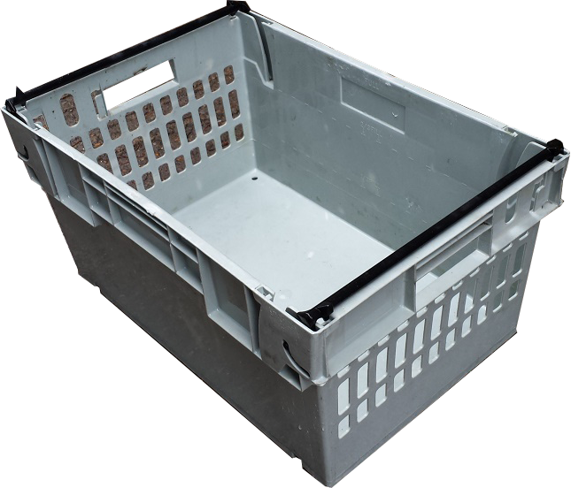 600x400x350 Attached Lidded Crate -Totes - Red Pack of 4 For Supermarkets