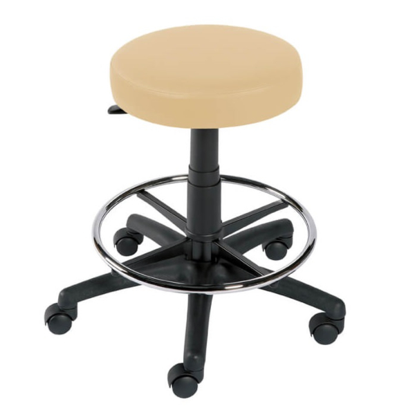 Gas Lift Examination Stool with Foot Ring - Beige