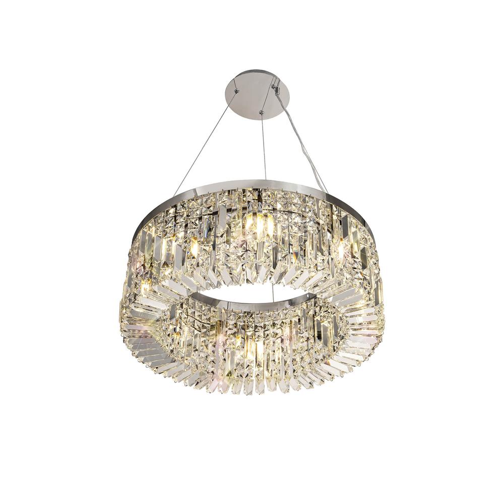 Luxuria Illumia 60cm Round Pendant Chandelier 8 Light E14 Polished Chrome/Crystal