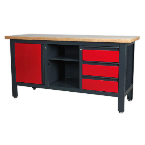 Workbench, with 3 Drawers, Cupboard and Open Storage - GAP1905B Sealey