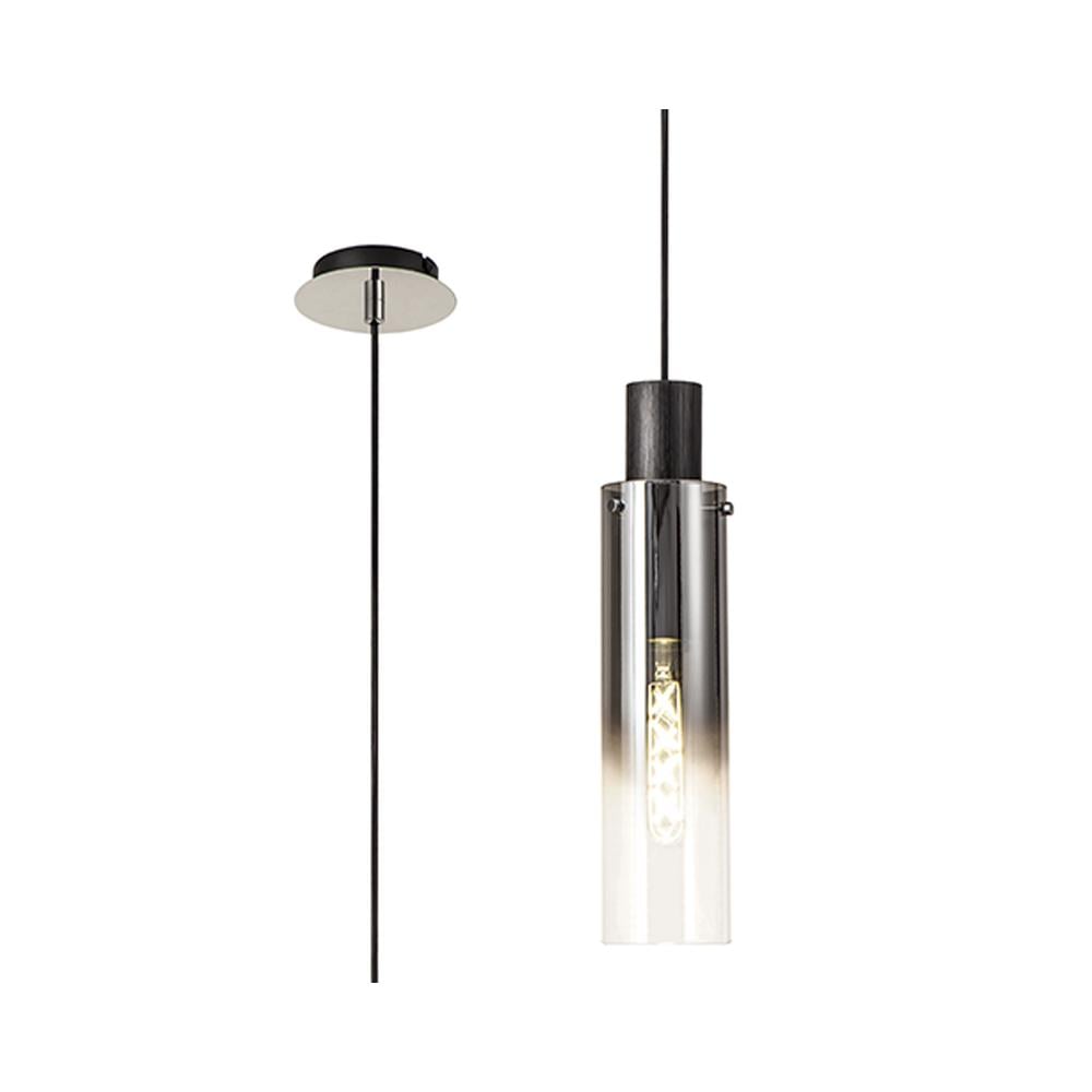 Luxuria Luminara 13cm Single Pendant Light Adjustable E27 Black/Smoke Fade Glass