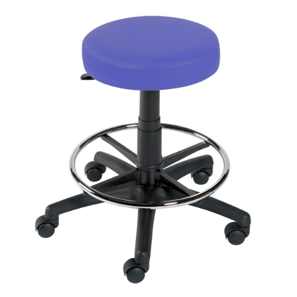 Gas Lift Examination Stool with Foot Ring - Mid Blue