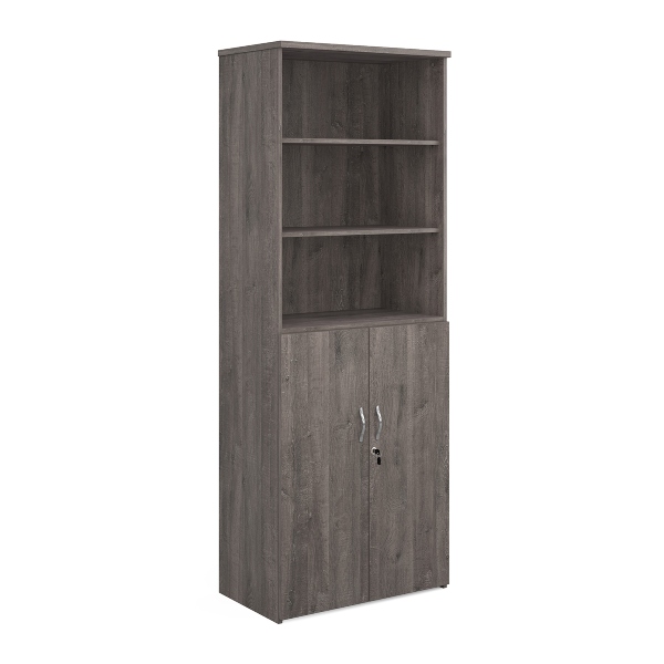 Universal Combination Unit with Open Top and 5 Shelves - Grey Oak