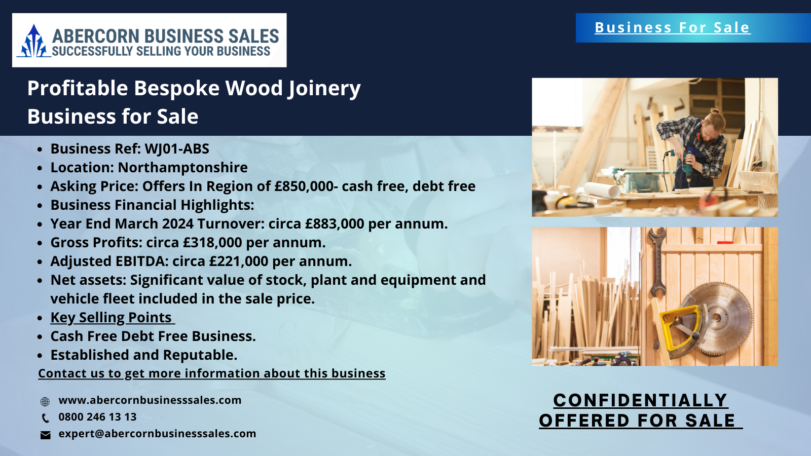 WJ01-ABS - Profitable Bespoke Wood Joinery Business for Sale