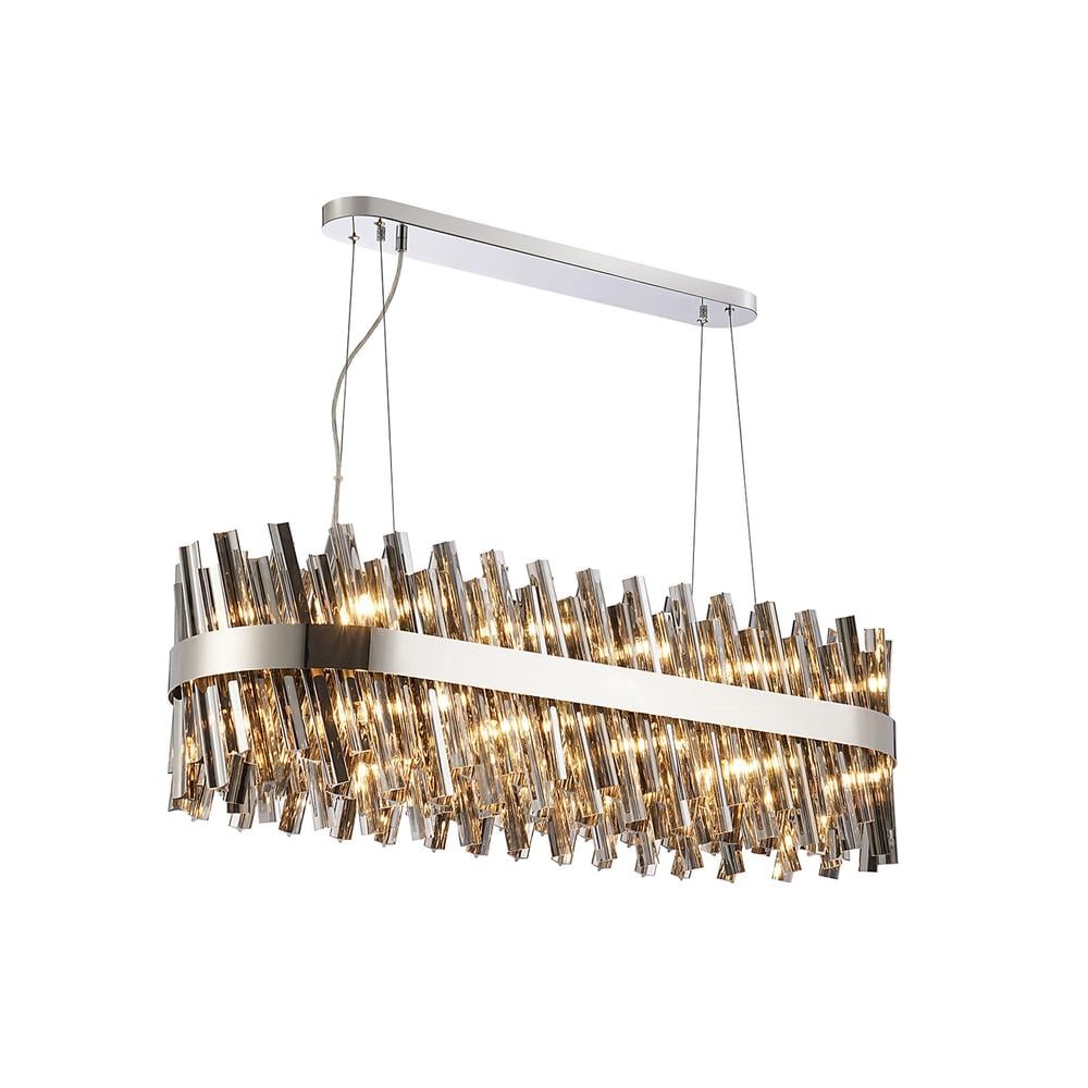 Luxuria Sylph 1m 24 Light G9 Pendant Oblong Polished Nickel / Smoke