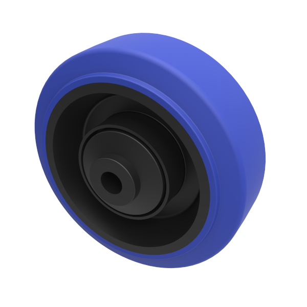 Blue Elastic Rubber 65ShoreA 100mm Ball Bearing Wheel 200kg Load