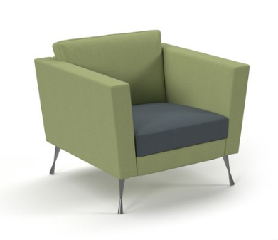 Lyric Reception Chair Single Seater with Metal Legs 900mm Wide