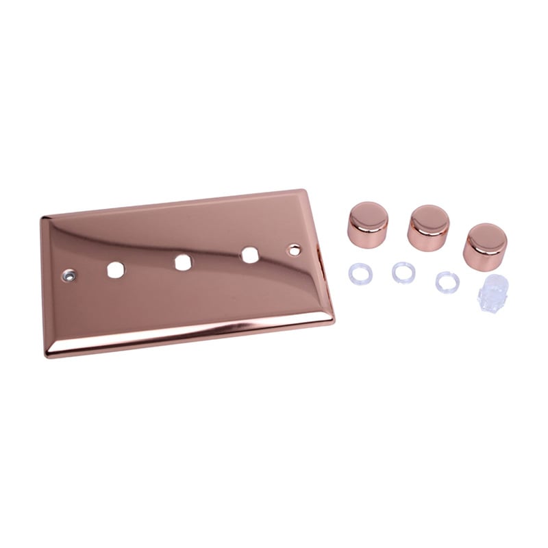 Varilight Urban 3G Twin Plate Matrix Faceplate Kit Polished Copper for Rotary Dimmer Standard Plate