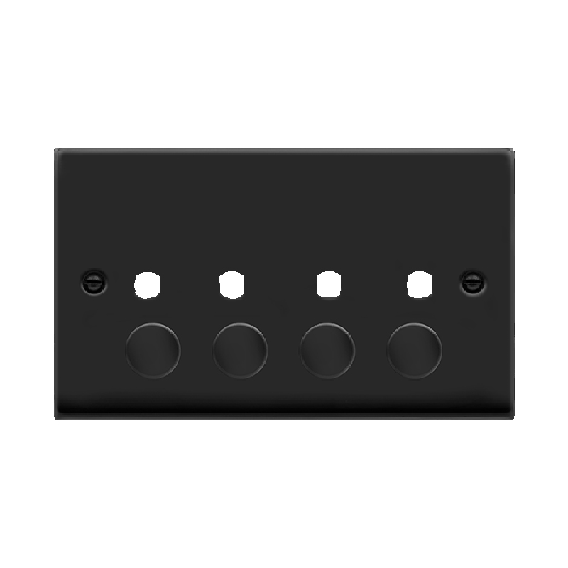 Click Deco 4 Gang Unfurnished Dimmer Plate and Knob (1600W Max) Matt Black