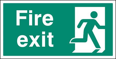 Fire exit right BS single sided 800x400mm 5mm rigid