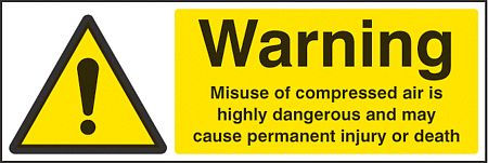 Caution misuse of compressed air is highly dangerous