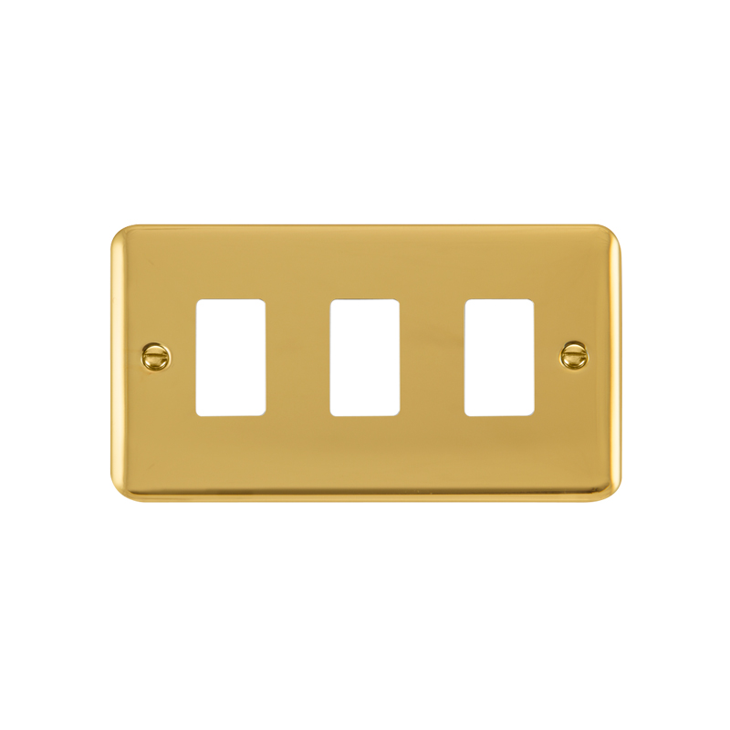 Click GridPro Deco Plus 3 Gang Frontplate Polished Brass