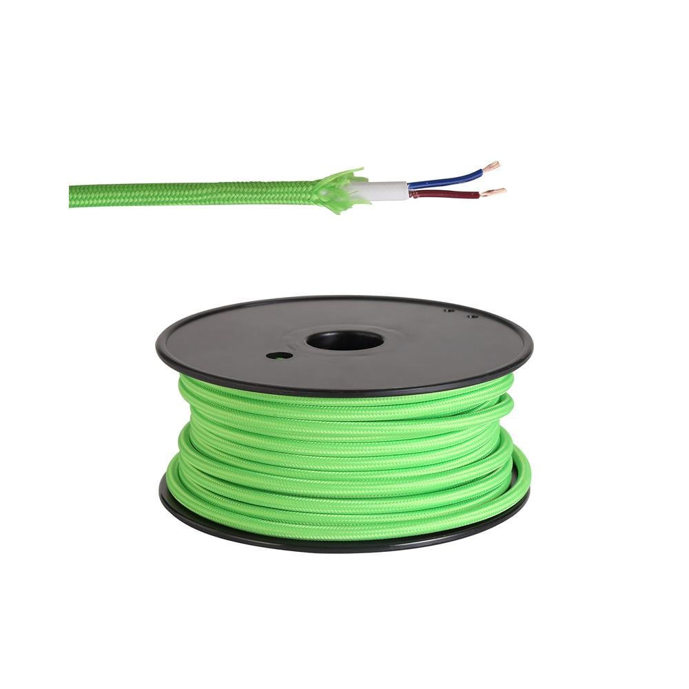 Luxuria Glorelle 25m Roll Lime Green Braided 2 Core 0.75mm Cable