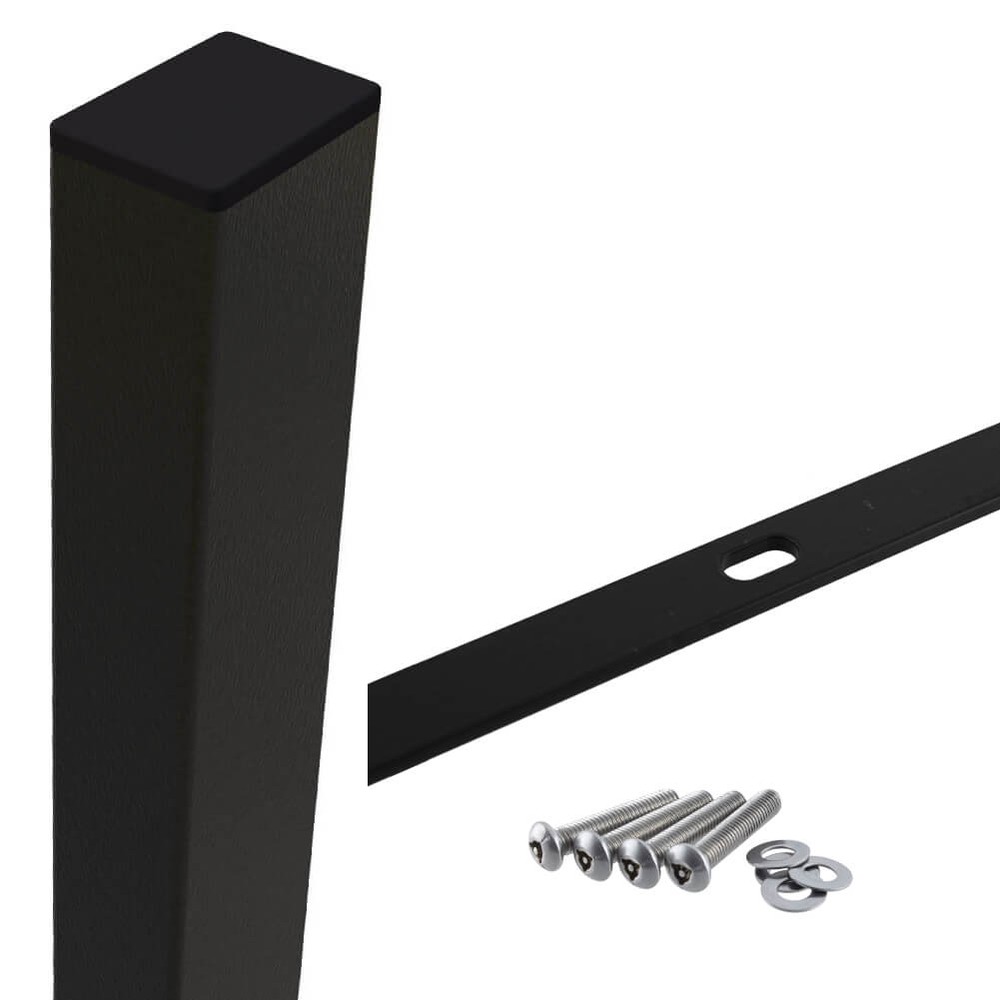 Black Securifor Mid/End Post For 3.0m With Fixings (80 x 60 - 3.8m O/A Length)