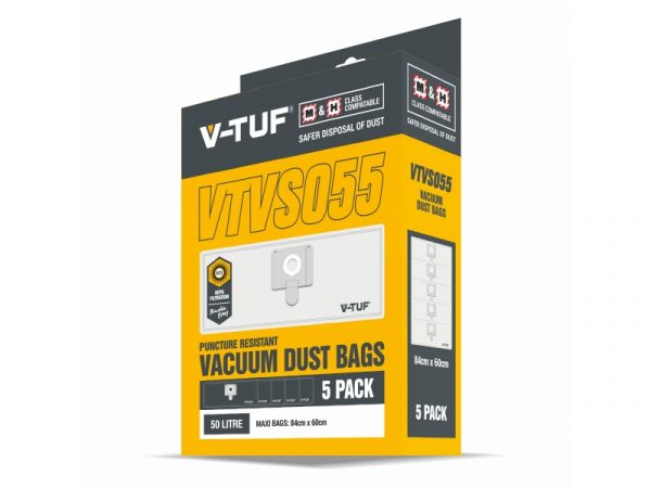 V&#45;Tuf H&#45;Class Vacuum Cleaner Dust Bags. &#40;Pack of 5&#41; VTVS055 For Construction Companies