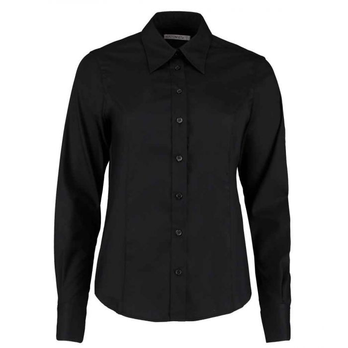 Kustom Kit Ladies Premium Long Sleeve Tailored Oxford Shirt