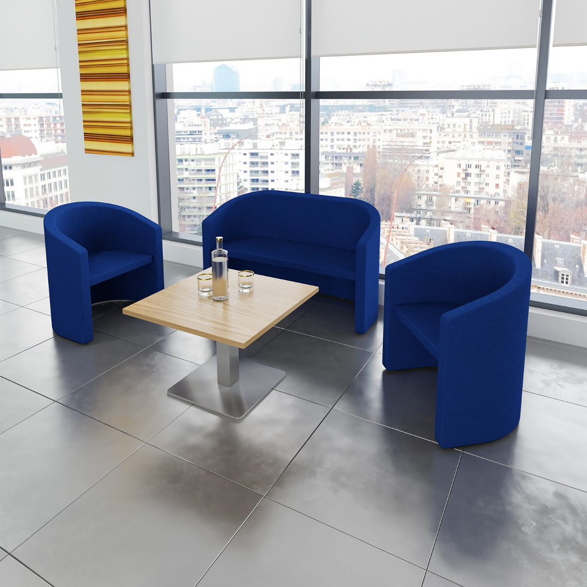 Slender Fabric Sofa - Black or Blue - 1 & 2 Seater Available UK