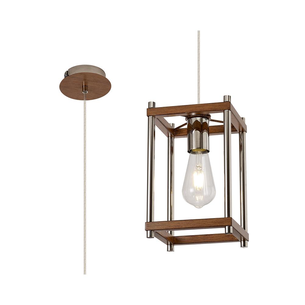 Luxuria Roxy Pendant Light E27 Walnut/Polished Nickel