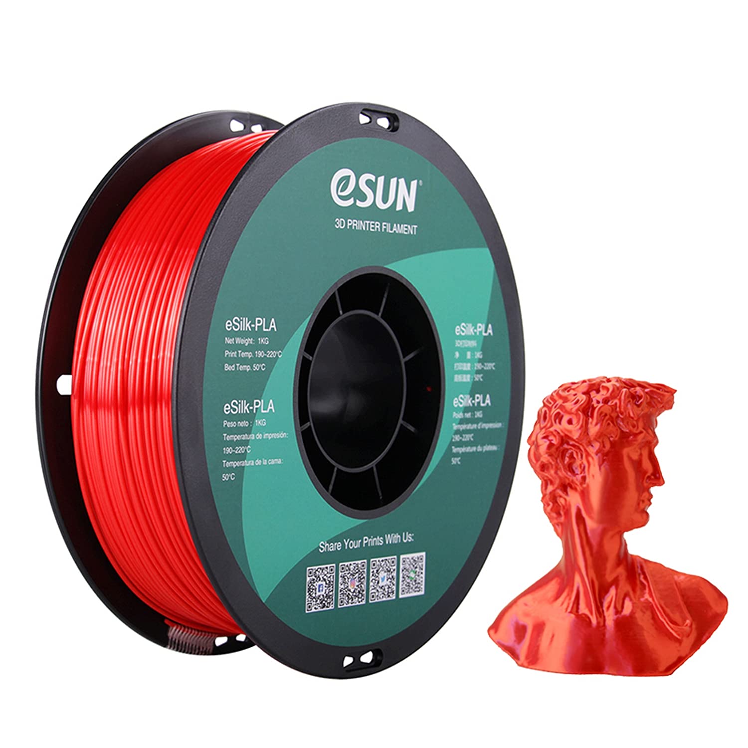 eSUN PLA Red Silk 1.75mm 1Kg 3D Printing filament