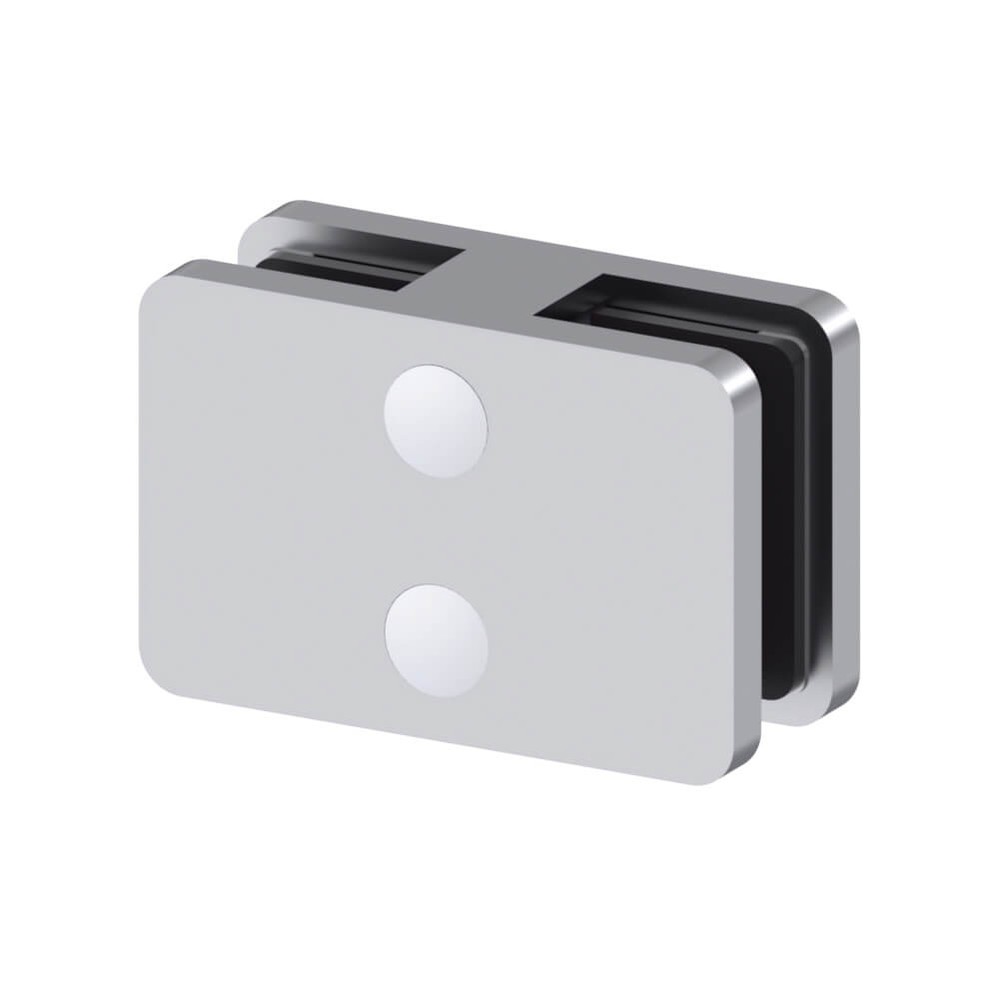 180 Degree Small Square Glass Clamp Stainless 316 Satin Finish