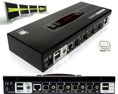 CCS4-USB Adder Command & Control Room Switch ( 4 Port USB 2.0 High speed KVM Switch ) Audio and RS232 control. USB Trader Switch with Sychrony Free Flow Software &#34;Mouse-over screen switching, CCS-PRO4 Predecessor &#34; CCS4-USB-UK *SPECIAL OFFER*