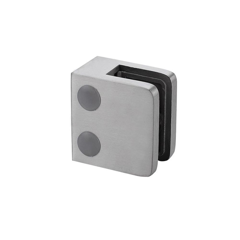 Small Square Glass Clamp Flat BackStainless 316 Satin Finish