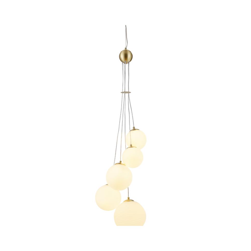 Luxuria Thorne 27cm Pendant 5xG9 Satin Gold Opal Glass