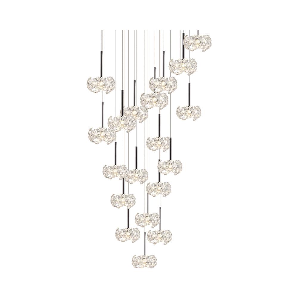 Luxuria Paramount 78.5cm 19 Light G9 3.5m Round Multiple Pendant With Polished Chrome And Crystal Shade