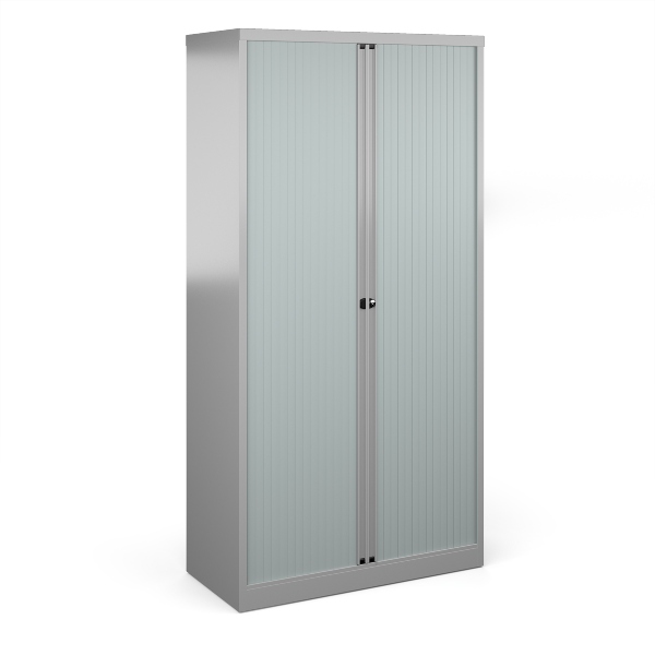 Bisley Systems Storage Tambour Cupboard 1970mm High - Silver