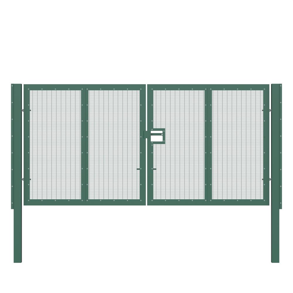 358 Wire Double Leaf Gate H 2.0 x 4mGreen Powder Coated Finish, Concrete-In