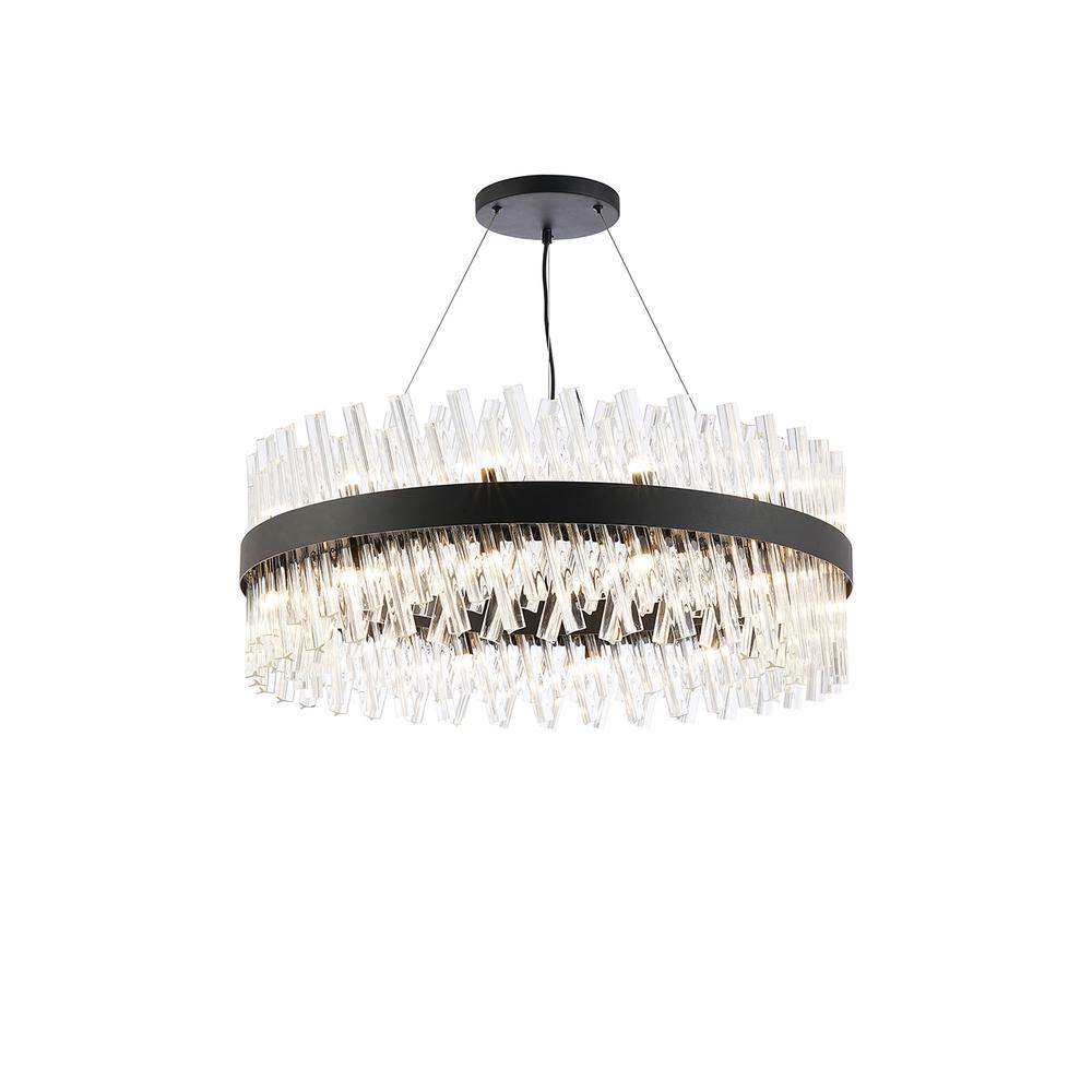 Luxuria Sylph 80cm 24 Light G9 Pendant Round Satin Black / Clear