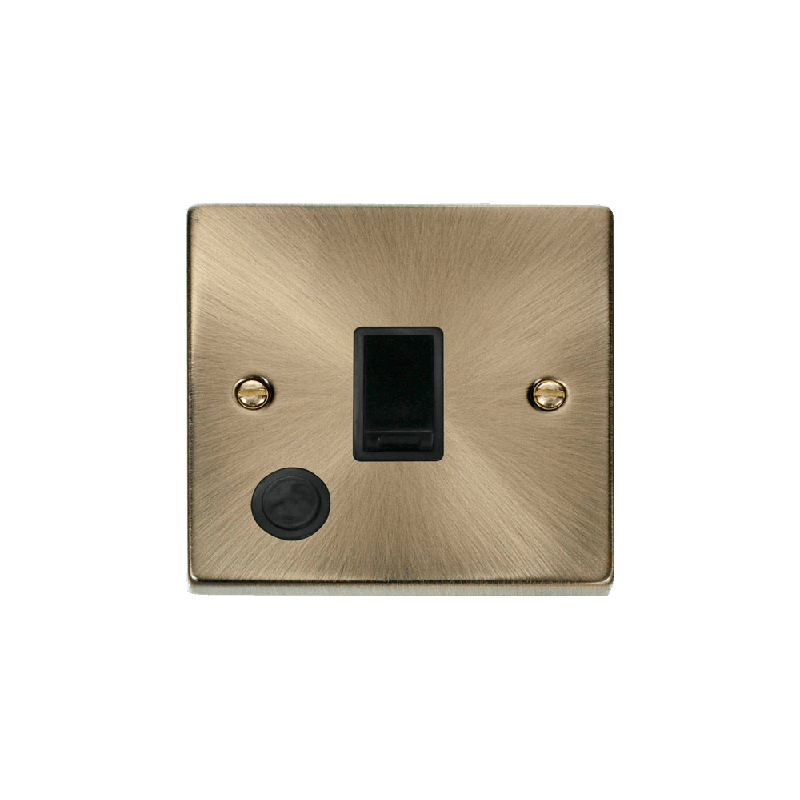 Click Deco 20A 1 Gang DP Switch With Flex Outlet Antique Brass Insert Black