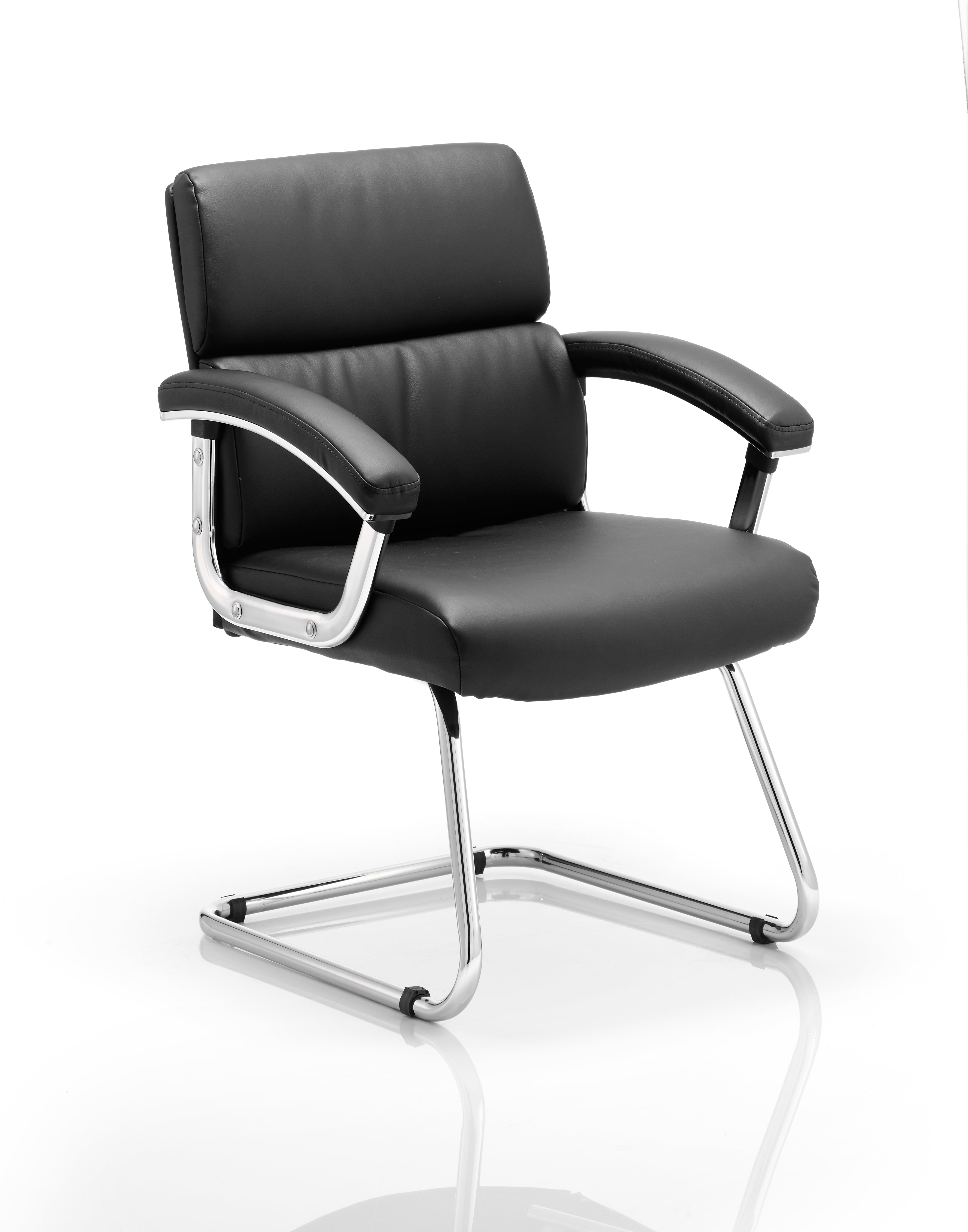 Providers Of Desire Medium Back Leather Cantilever Visitor Chair with Fixed Arms - Black or White UK