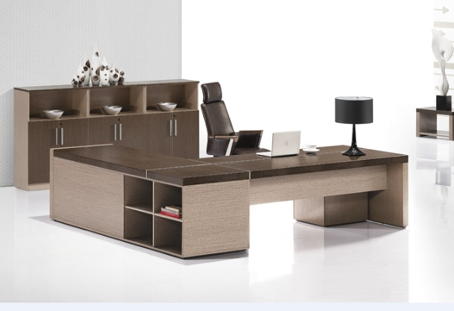 Specialising In Large Executive Corner Desk In Coffee Oak Veneer - 2800mm - JRC282 North Yourkshire