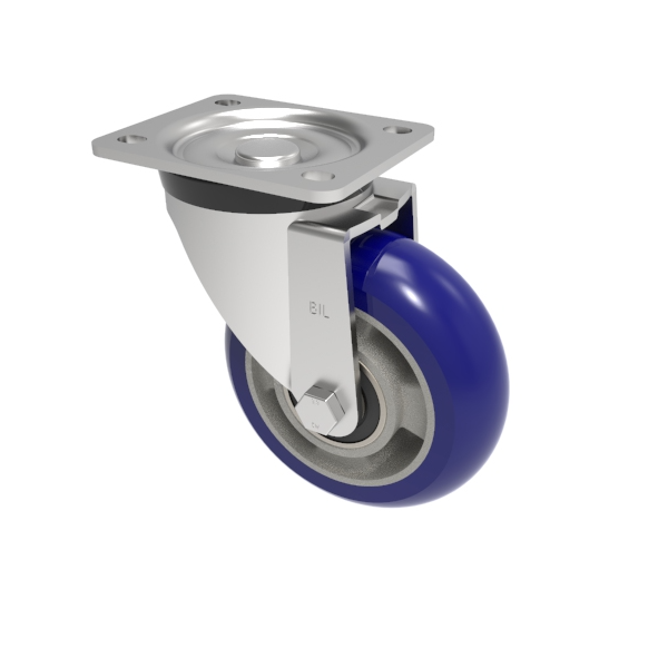 Softer Ergonomic Polyurethane Plate Swivel Castor 125mm 350kg Load